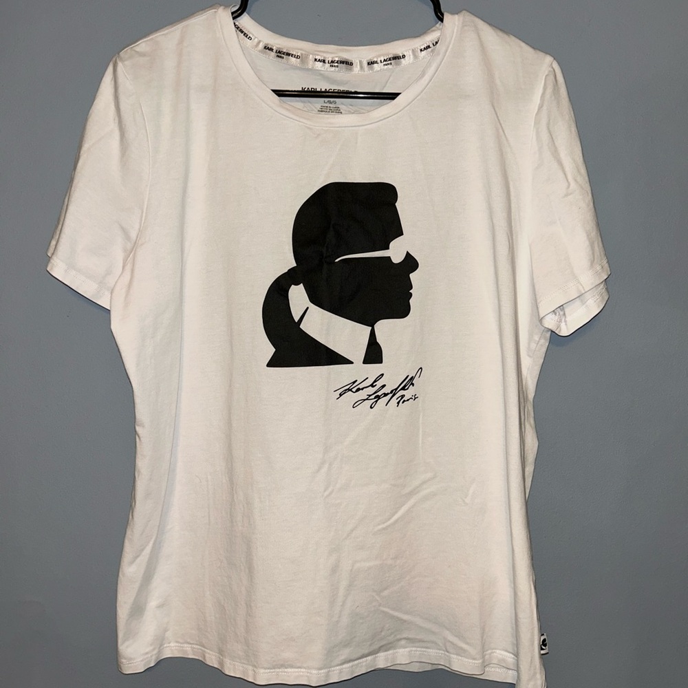 Karl Lagerfeld White Tee with Black Logo